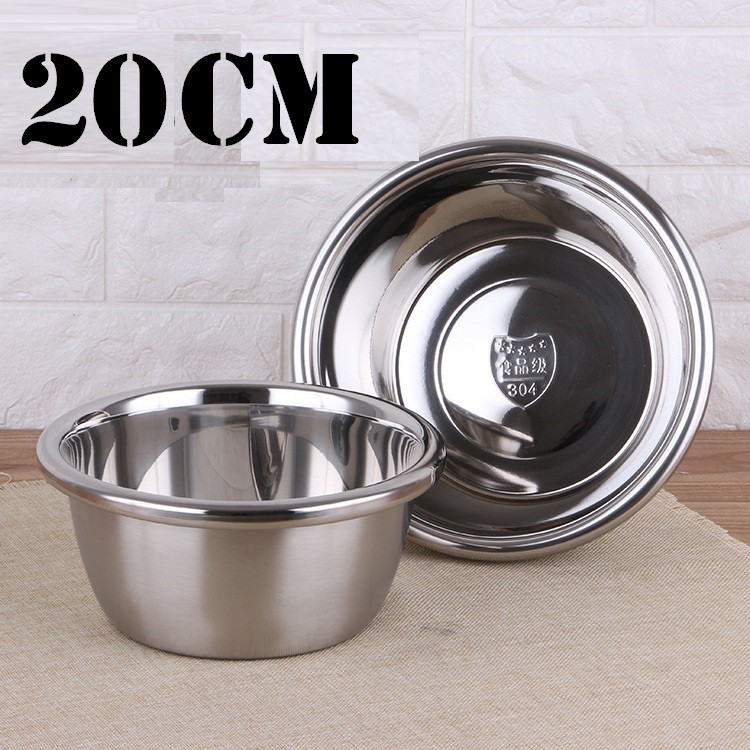 Âu trộn bột inox, chậu inox cao cấp, thành dày, đường kính 20CM - Tô trộn bột inox cao cấp đế bằng