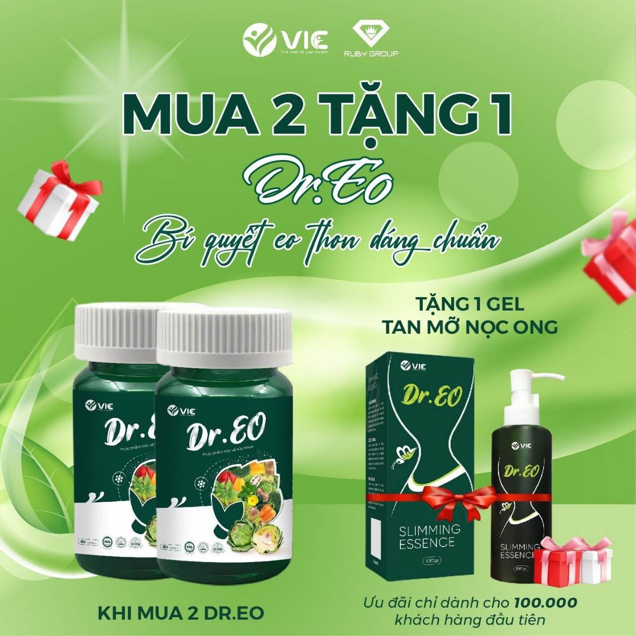 Thảo Mộc Tự Nhiên Detox Dr.Eo Bí Quyết Giảm Cân Eo Thon Dáng Chuẩn - Mua 2 Dr Eo Tặng 1 Gel Tan Mỡ Nọc Ong