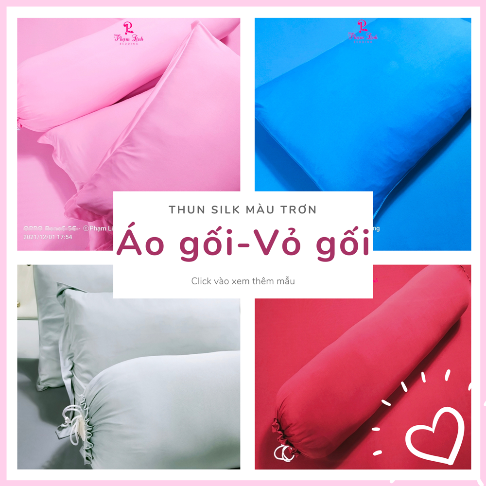 Áo gối-vỏ gối vải thun sợi siu (silk) màu trơn Hàn Quốc vỏ gối nằm vỏ gối ôm không dây kéo