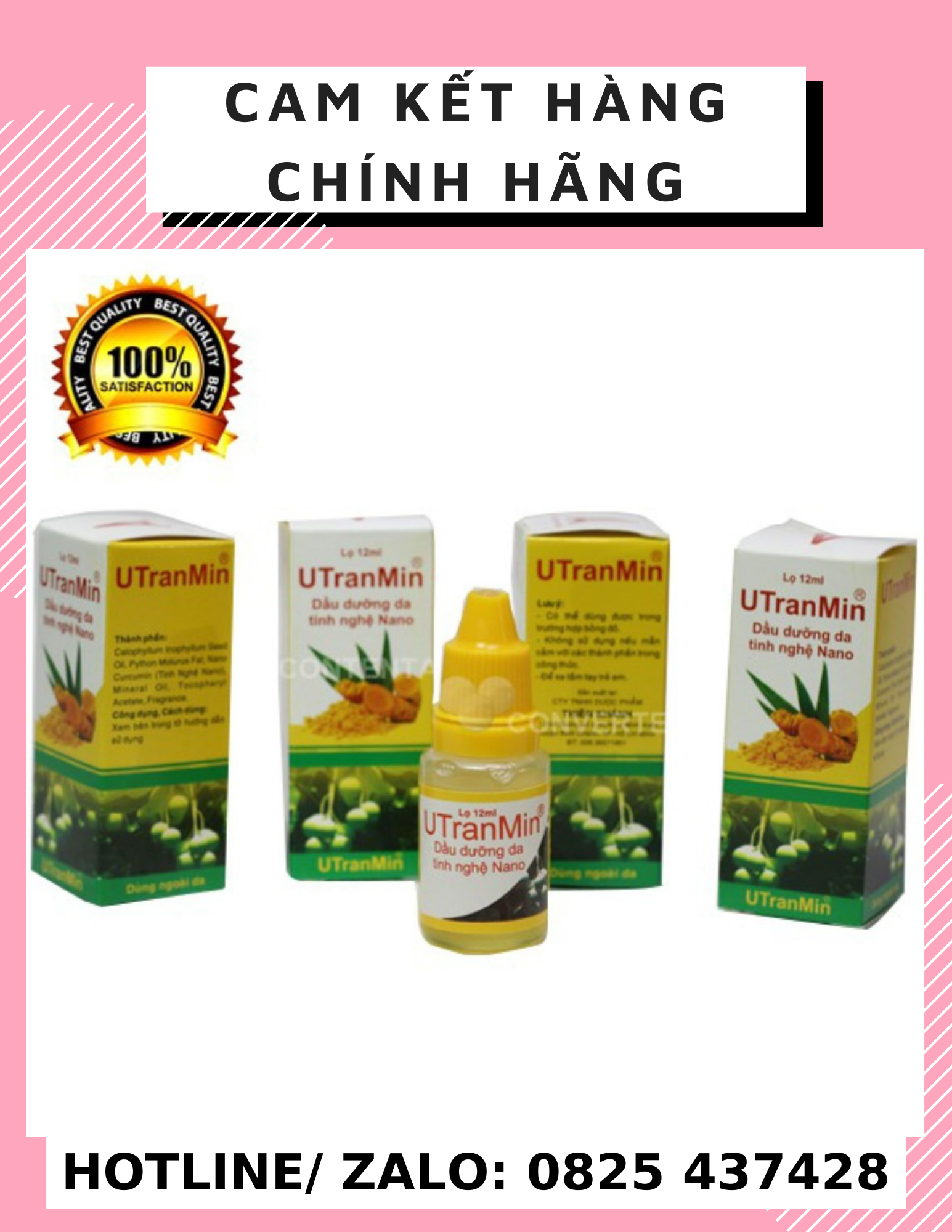 Combo 5 chai dầu mù u dưỡng da tinh nghệ Nano UTRANMIN 12ml