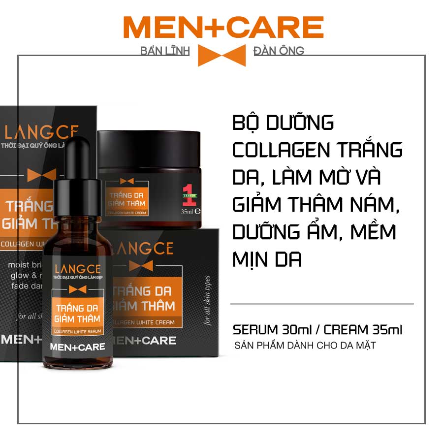 LANGCE BỘ COLLAGEN TRẮNG DA, MỜ VÀ GIẢM THÂM NÁM, DƯỠNG ẨM DÀNH CHO NAM