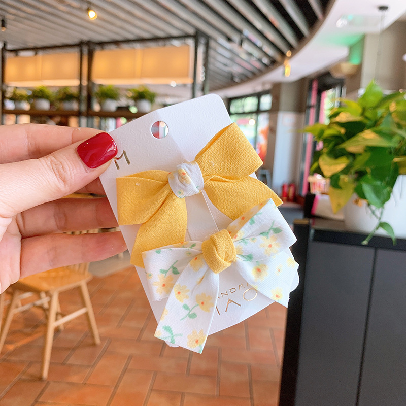 Set 2 kẹp tóc vải nơ hoa cho bé xinh xắn phong cách Hàn Quốc - Selenshop