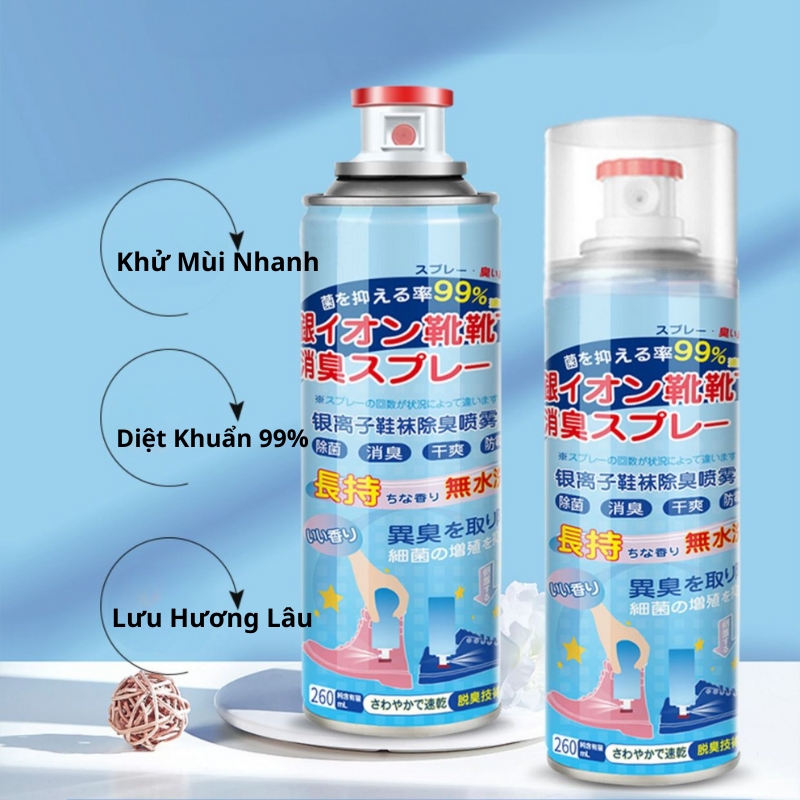 Xịt khử mùi giày ion Nano Bạc, Chai sịt khử mùi giày khử khuẩn mùi hôi chân xịt thơm giày cho hiệu quả tức thì