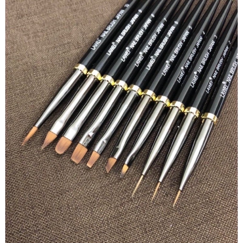 Bộ cọ 10 cây lawei nhật bản - nail brush japan - cọ vẽ móng- cọ nét - cọ đắp gel