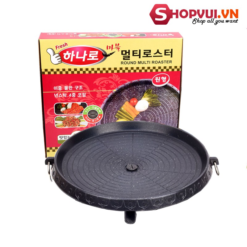 Chảo nướng thịt BBQ Hàn Quốc size lớn 32cm mặt đá chống dính cao cấp
