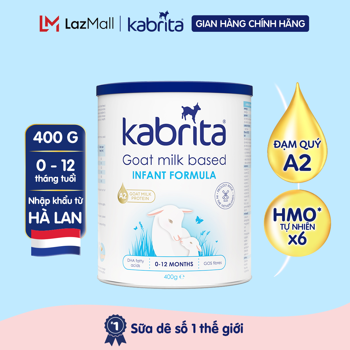 Sữa dê Kabrita cho trẻ từ 0-12 tháng - Lon 400g