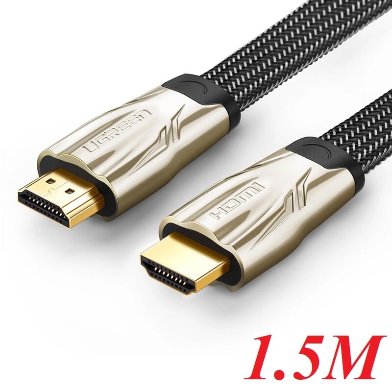 Ugreen 10251 1.5m màu đen cáp tín hiệu hdmi vỏ bọc lưới cao cấp cáp dẹt hd102