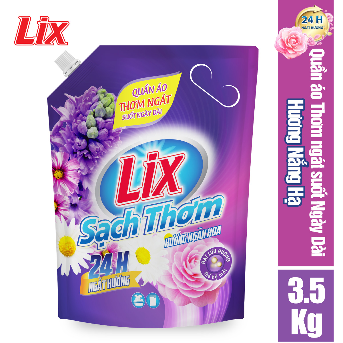 Túi nước giặt lix sạch thơm hương ngàn hoa 3.5kg n7403