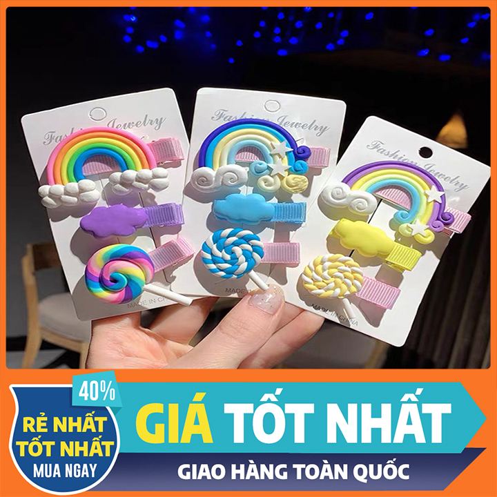 Sét 3 Kẹp Tóc Xinh Xắn Đáng Yêu Cho Bé Thời Trang