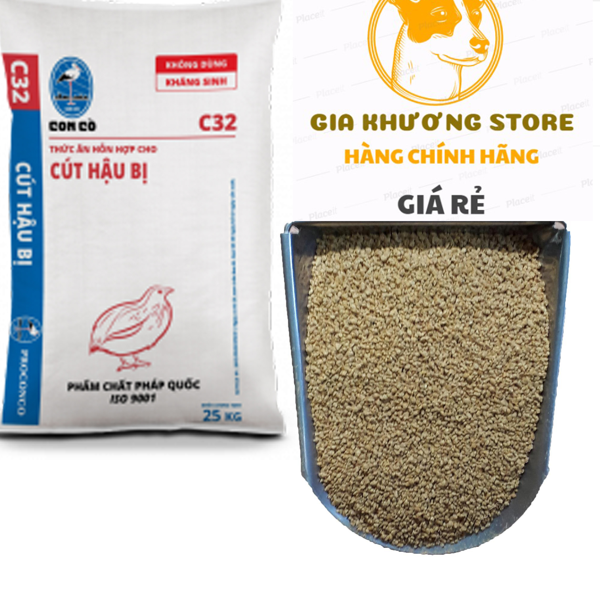 Hàng Chính Hãng] Cám hỗn hợp cho cút hậu bị, cút mới nở ( Cám con cò) C32 ( 5 kg )