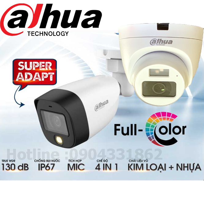 Camera có màu ban đêm full color , có mic ghi âm , HDCVI 2MP DAHUA DH-HAC-HFW1239CP-IL-A , HDW1200CLQP-IL-A, chạy với đầu ghi hình camera Dahua