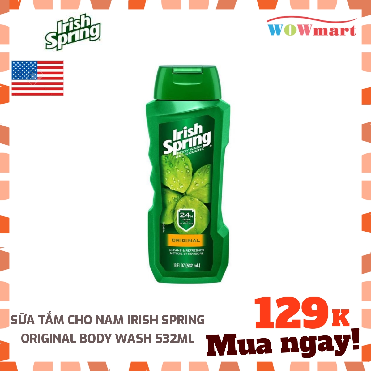 Sữa tắm cho nam Irish Spring Original Body Wash 532ml