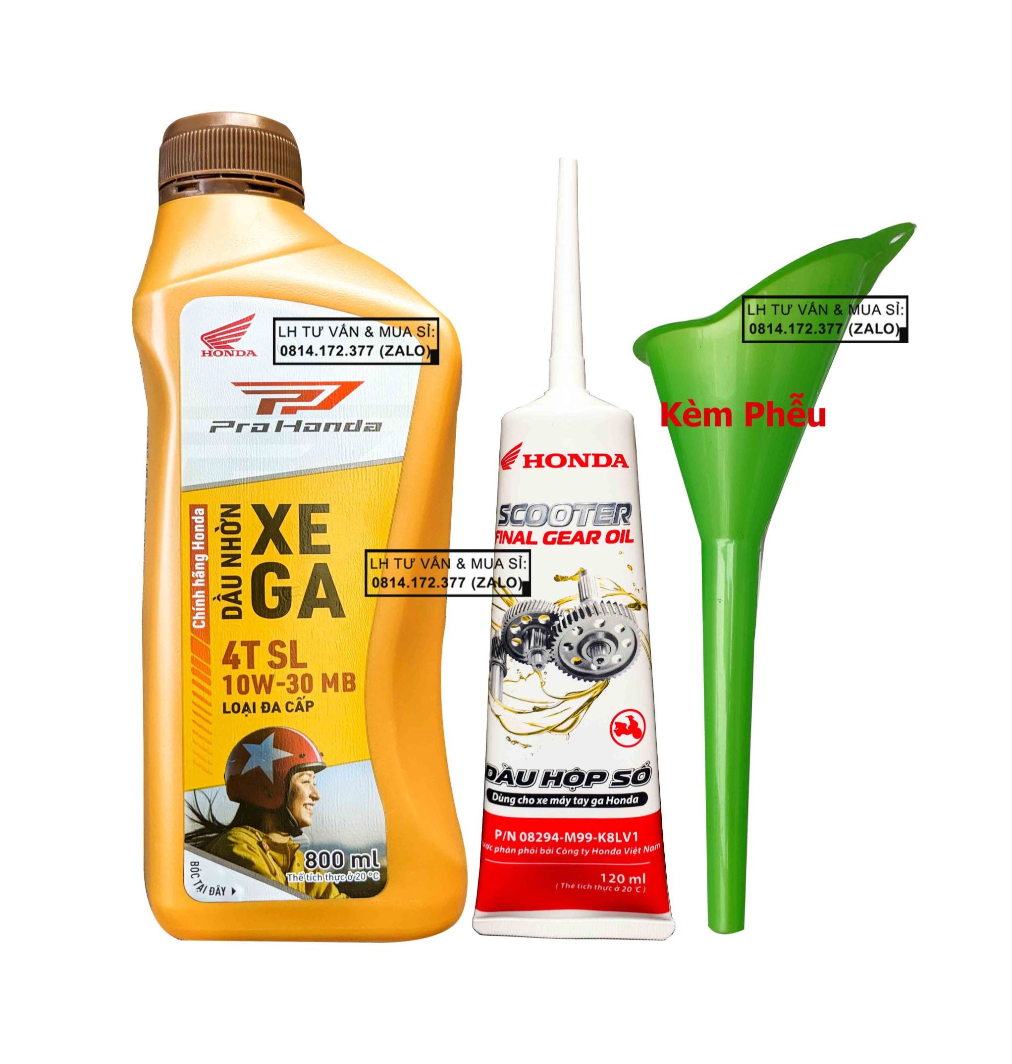 Combo Dầu nhớt xe tay ga Honda Pro 10w30 800ml (0.8L) + Nhớt lap Honda + Kèm Phễu