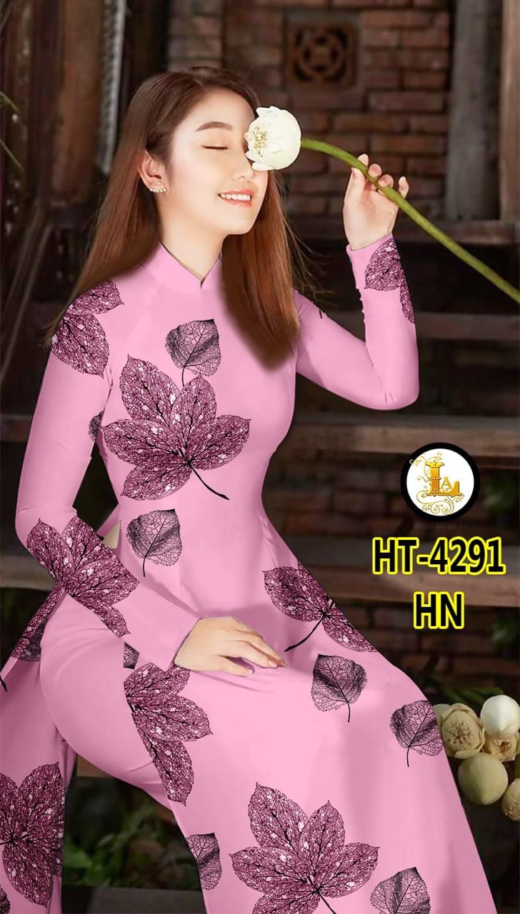 Vải may áo dài họa tiết chiếc lá siêu sang, vải mềm rũ mặc mát co giãn