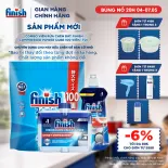 Combo Finish: Viên Rửa Chén Finish Nhật Bản Power Cube 100 Viên + Nước Làm Bóng + Dung Dịch Tẩy Rửa Máy Rửa Chén Bát