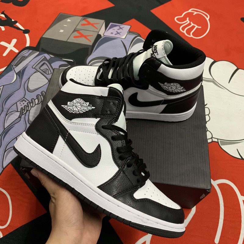Giày Jo rdan cổ cao, Giày thể thao Jo.rdan panda đen trắng cổ cao nam nữ hàng cao cấp full box bill