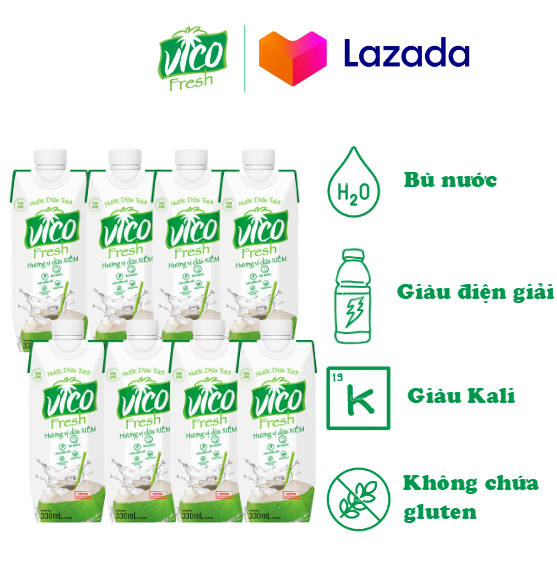 Combo 8 hộp nước dừa vico fresh 330ml - vị xiêm