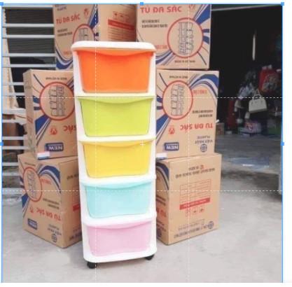 Tủ đa sắc, tủ nhựa 5 tầng, tủ nhựa có bánh xe nhựa Việt Nhật