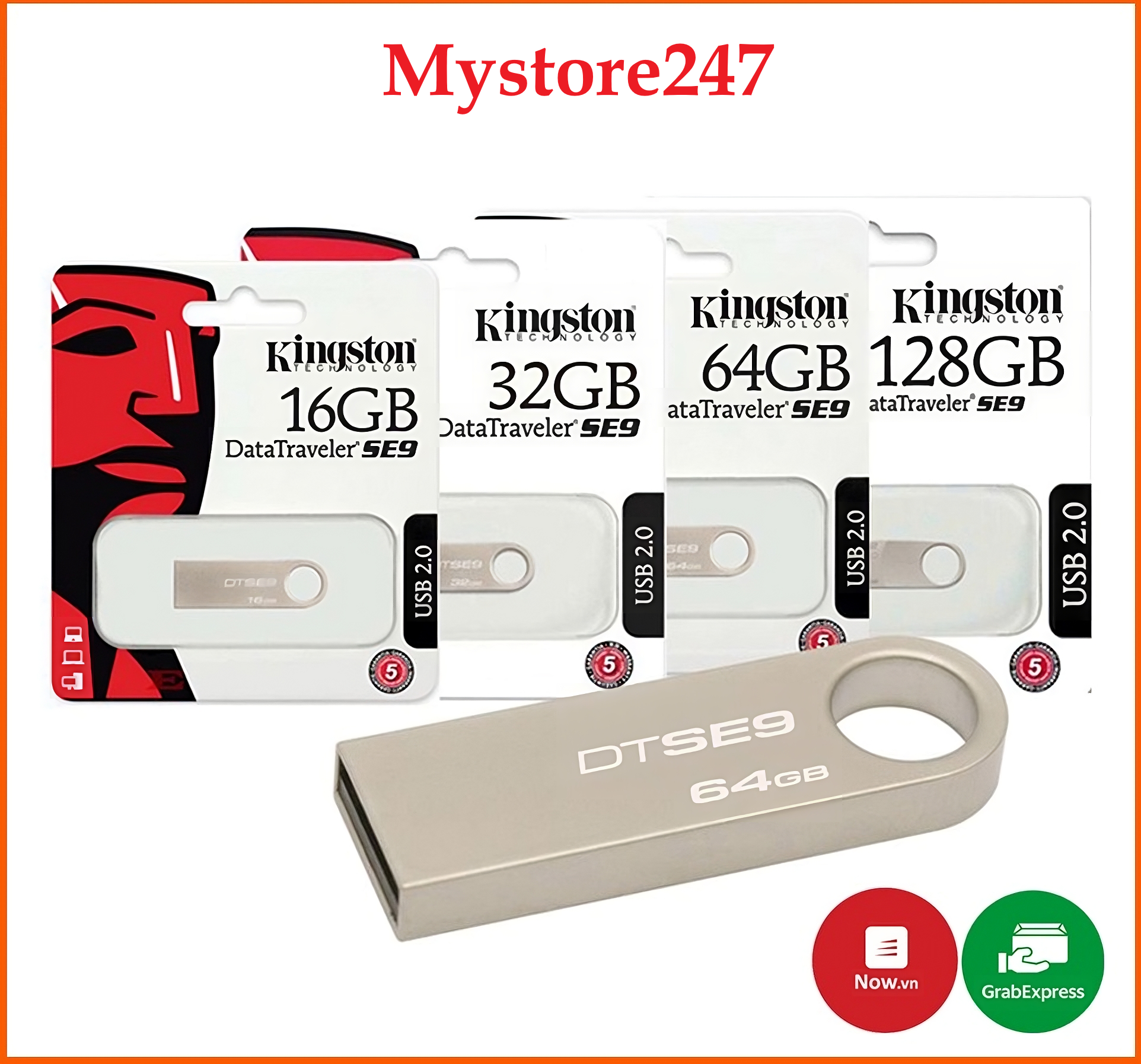 USB Kingston SE9 128Gb/64Gb/32Gb/16Gb/8Gb/4Gb/2Gb [Hàng Chất Lượng] - USB 2.0, Chống Nước, Bảo Hành 5 NĂM LỖI 1 đổi 1