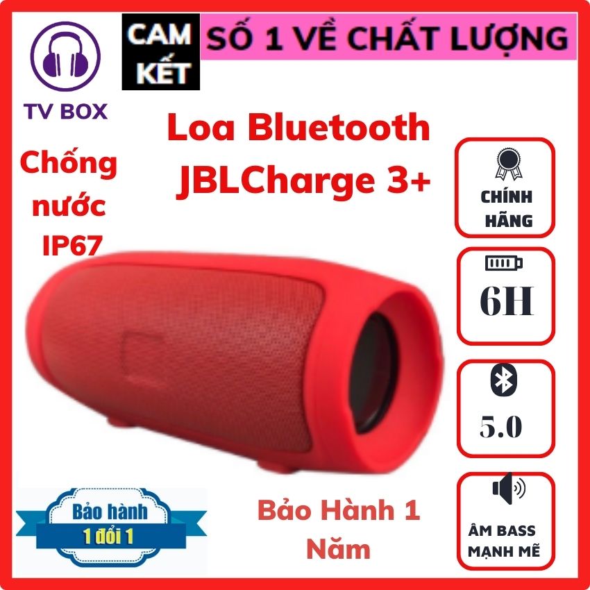 Loa Bluetooth Mini Charge 3+ Bản Nâng Cấp Âm Thanh Đỉnh Cao Pin Trâu, Có Khe Thẻ Nhớ Và Usb FM, Bluetooth 5.0 Mạnh Mẽ, Loa bluetooth không dây