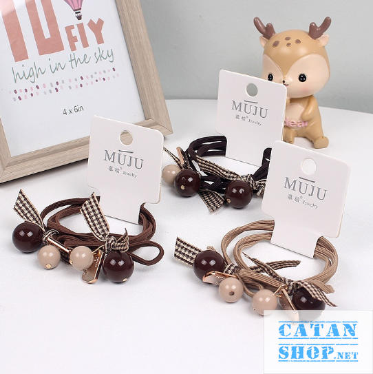 Dây cột tóc phong cách hàn quốc kiểu dáng dễ thương, thun buột tóc cao su co dãn họa tiết cute cho nữ