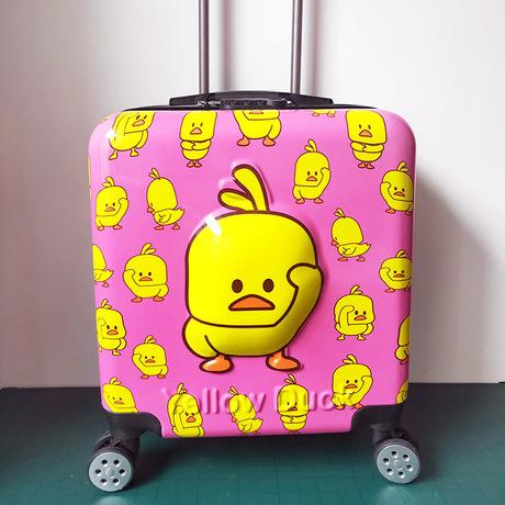 Vali kéo trẻ em, Vali cho bé nhựa cao cấp hình hộp chữ nhật hình ảnh đáng yêu size 18 inch