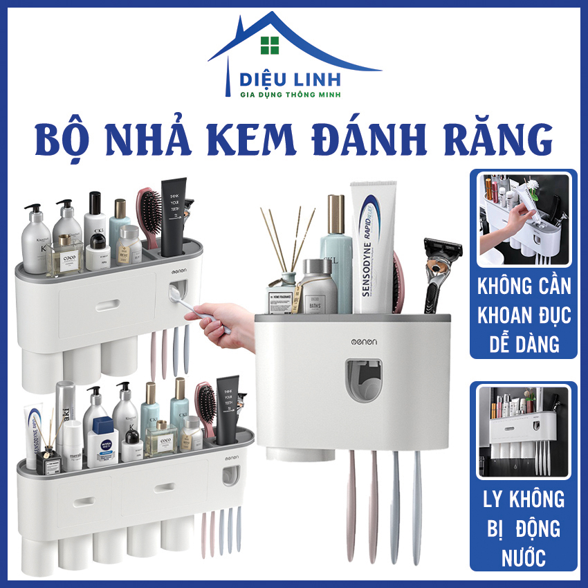 Bộ Nhả Kem Đánh Răng ECOCO/ ASWE Tự Động, Kệ Để Đồ Phòng Tắm Cao Cấp, Bộ Nhả Kem Đánh Răng Tự Động OENON - Kệ Treo Bàn Chải Lắp Đặt Dán Tường Gạch Men Kèm Cốc Hút Nam Châm Dieulinhshop