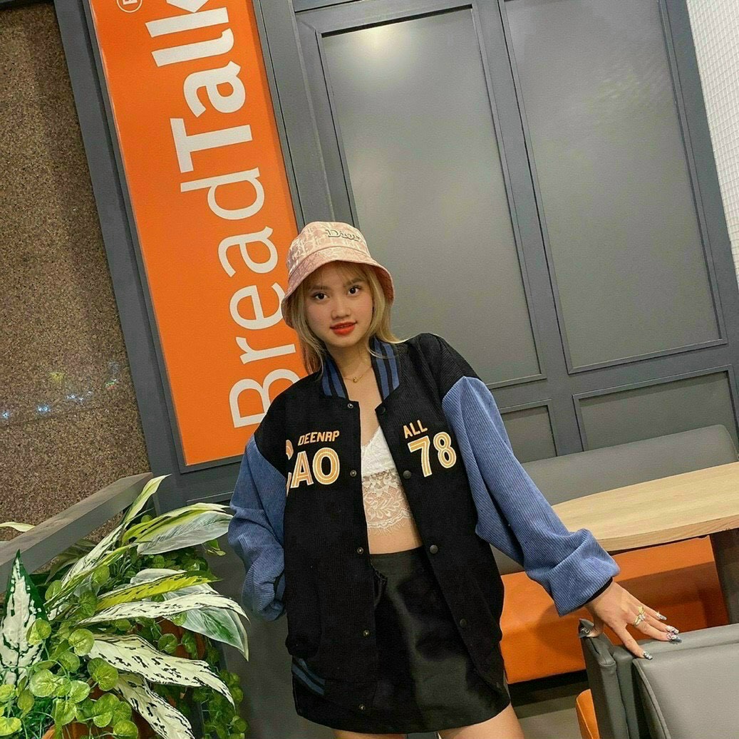Áo khoác chất vải nhung dày kiểu bomber thêu ao 78h form dưới 65kg -hoa store