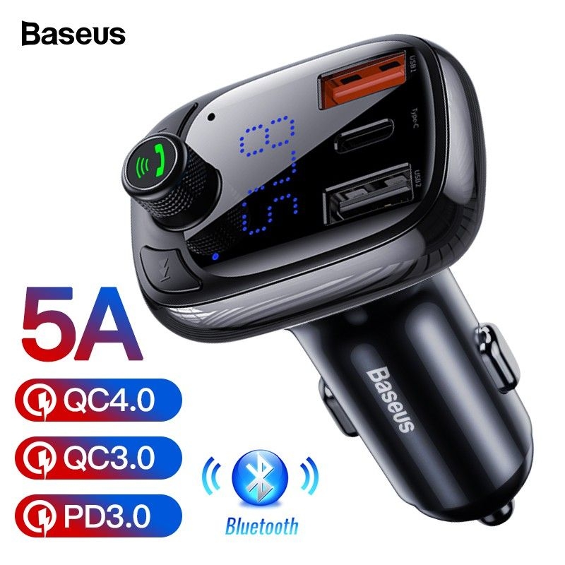 Thiết bị thu phát bluetooth phát nhạc và đài fm với 2 cổng sạc usb 3.1a cho xe ô tô x8