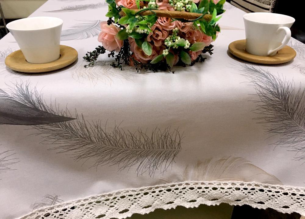 Khăn trải bàn PVC nhựa pha vải 6 KÍCH THƯỚC đàn hồi cao cấp HỌA TIẾT LÔNG VŨ table cloth vintage canvas KPV004 trangtridecor