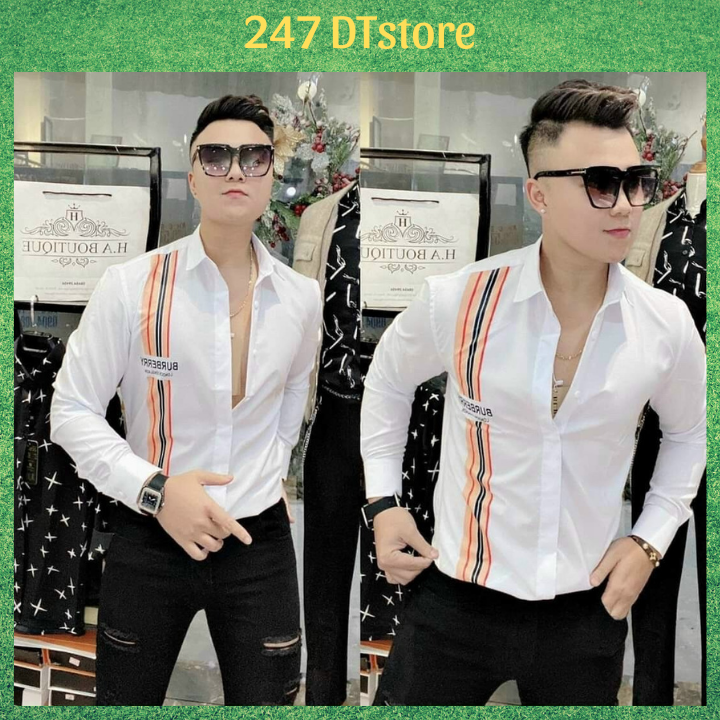 Áo sơ mi nam 💚freeship💚 áo sơ mi vải lụa phi cao cấp thời trang 247 dtstore smlq04