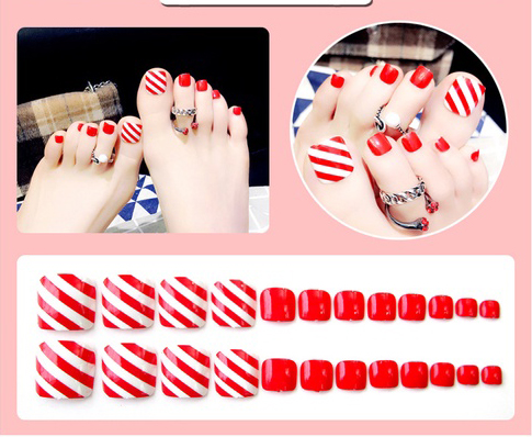 Bộ 24 Móng chân giả , nail giả , móng giả C13 (kèm keo dán)