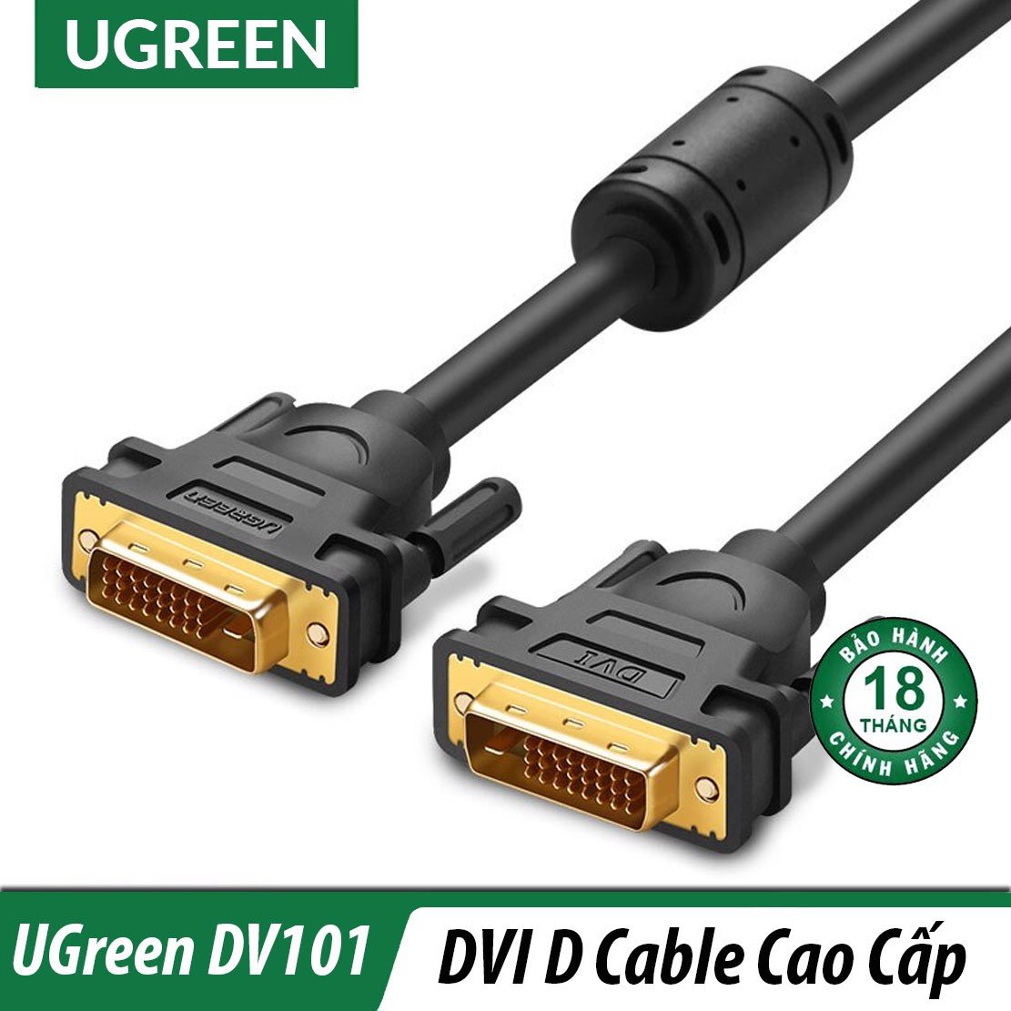 Cáp dvi 24+1 2 đầu đực dài 1.5m ugreen 11606 - 11606