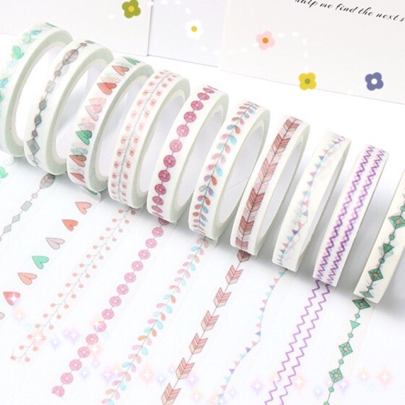 Băng keo trang trí washi tape 8m diy dễ thương Bukao