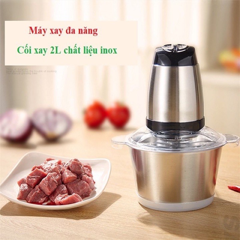 Máy xay đa năng mini, cối xay inox, máy xay thịt, máy xay inox 304 2l chất lượng cao