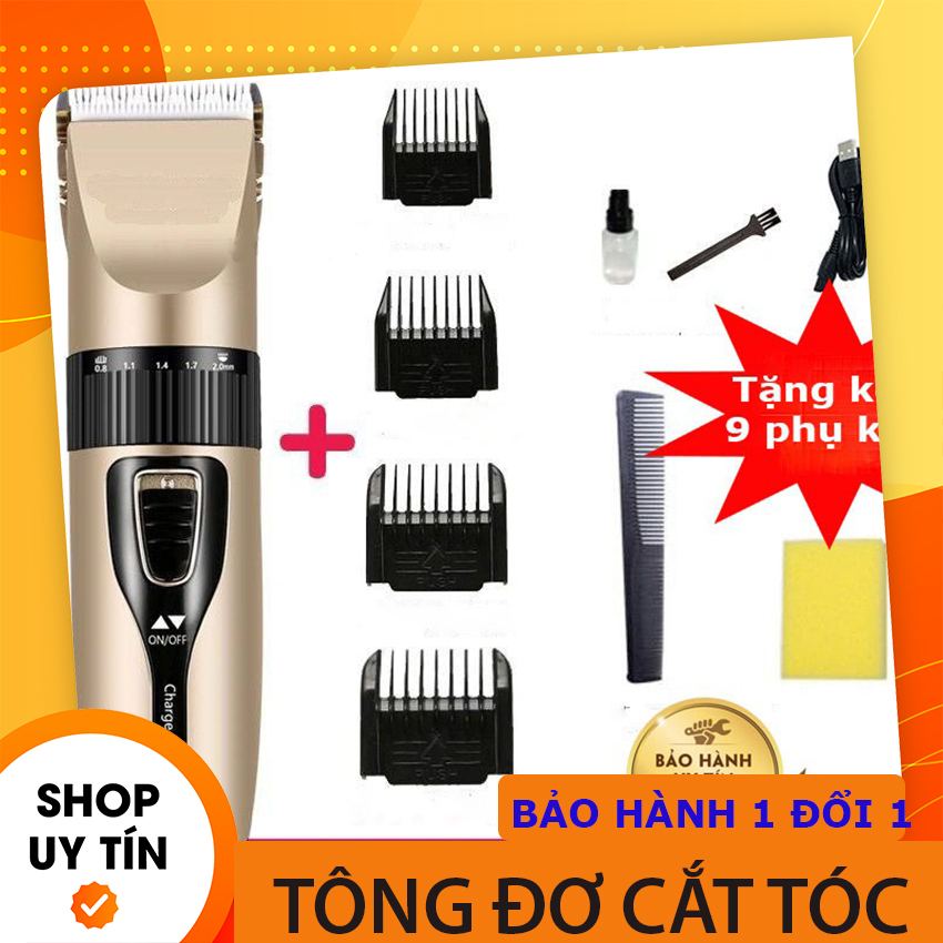 Tông Đơ Cắt Tóc Lalisastore, Tông Đơ Cắt Tóc Trẻ Em, Người Lớn Chính Hãng, Tặng Kèm 9 Phụ Kiện,Tông đơ hớt tóc, pin sạc siêu bền, lưỡi căt bằng sứ ceramic