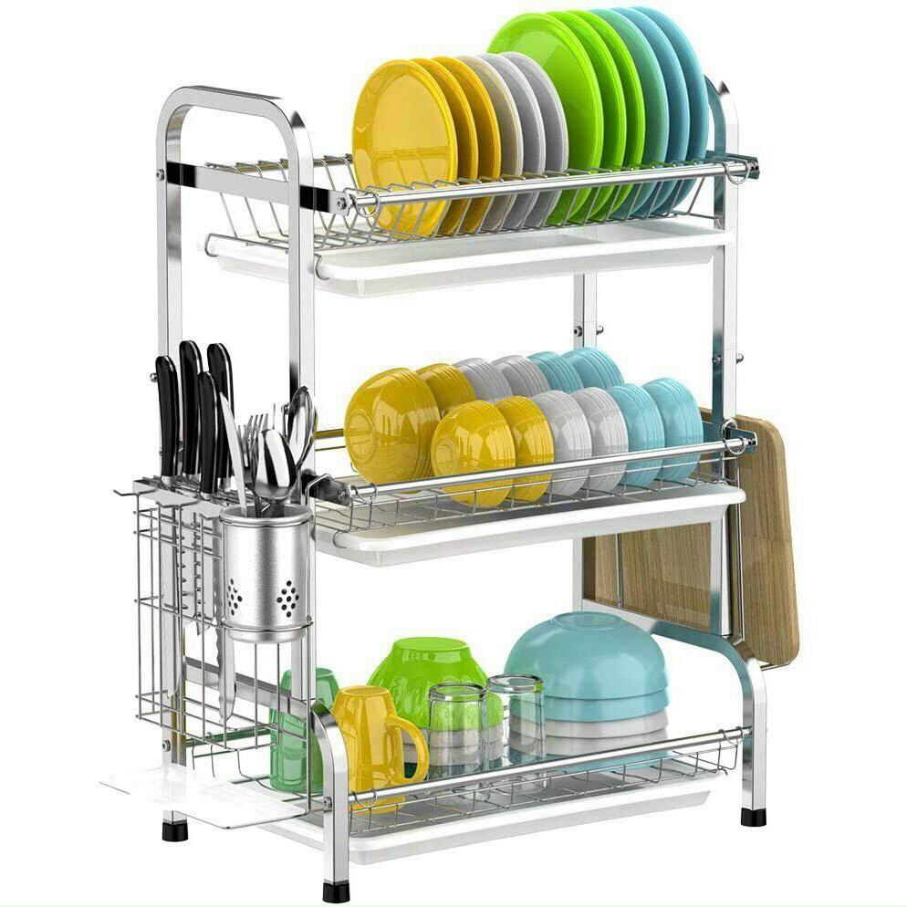 Kệ nhà bếp, kệ úp chén, bát, đĩa inox 2-3 tầng cao cấp. kích thước 2t r56 x c39 x s26 cm. 3t r56 x c61 x s26 cm