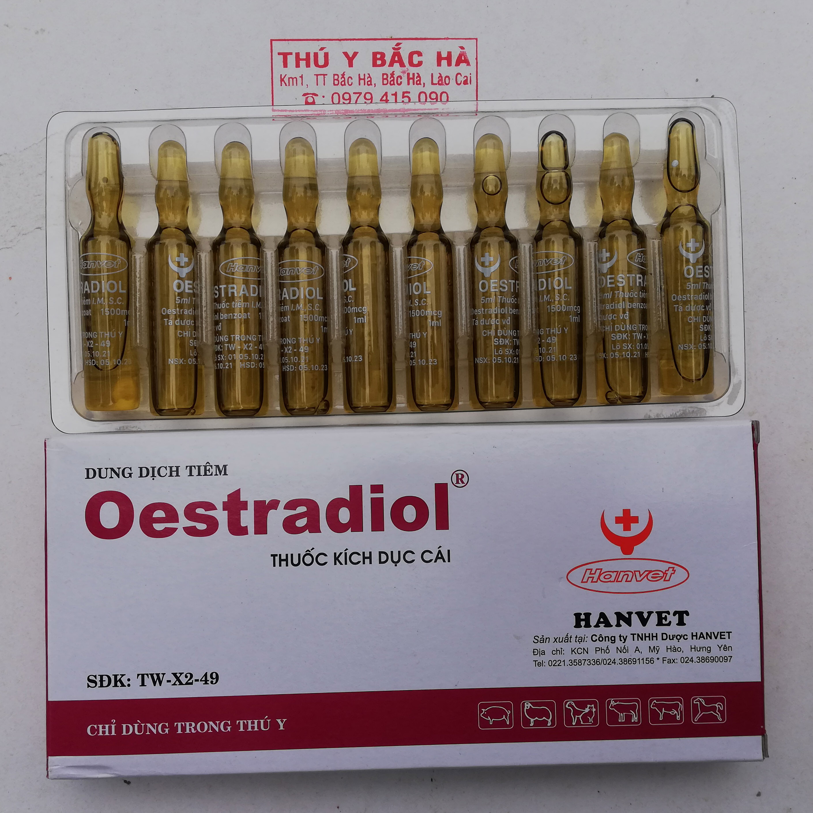 1 ống Oestradiol 5ml GÂY ĐỘNG DỤC Ở GIA SÚC, CHÓ CÁI TĂNG CƯỜNG PHÁT TRIỂN BUỒNG TRỨNG ,DẠ CON, TĂNG TIẾT SỮA TRÊN CHÓ MÈO
