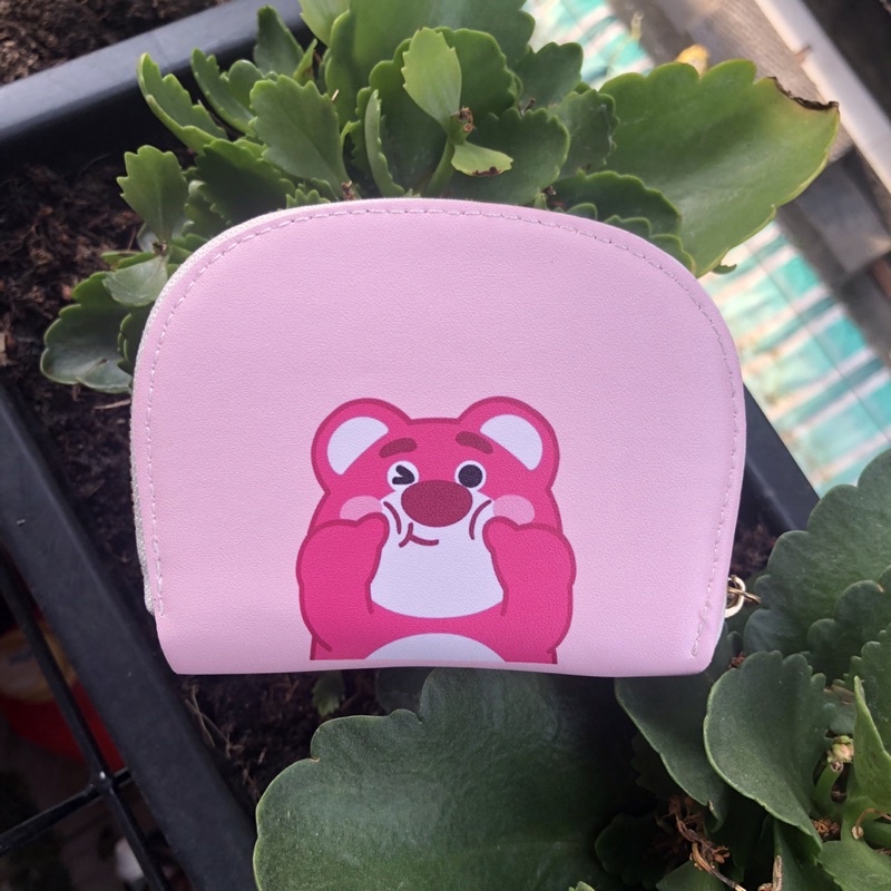 Ví bóp nữ mini cầm tay nhỏ gọn gấu dâu hồng lotso dễ thương loại ví bầu De Perier