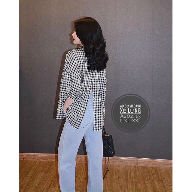 Bigsize 55-90kg - sơ mi bigsize hè caro xẻ lưng cá tính , dể thương 2022