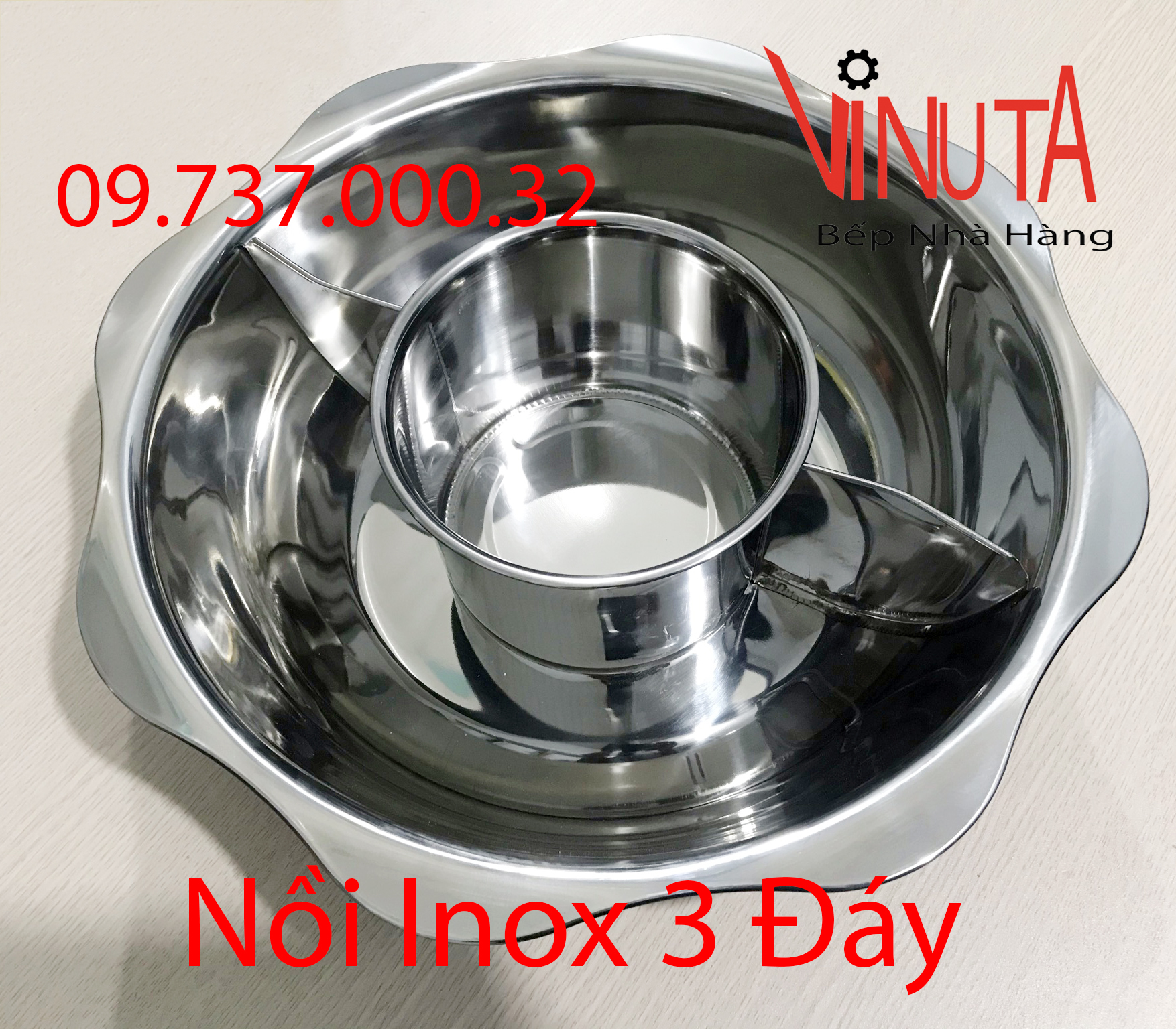 nồi lẩu inox 3 ngăn hình tròn giá rẻ