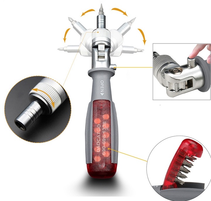 Tô Vít Đa Năng Góc Xoay 180 Độ Nhật Bản Bộ Tua Vít Sửa Chữa Điện Máy Dụng Cụ Tuốc Nơ Vít Cao Cấp Kèm 10 Mũi Vít Đầu Hút Nam Châm Mạnh