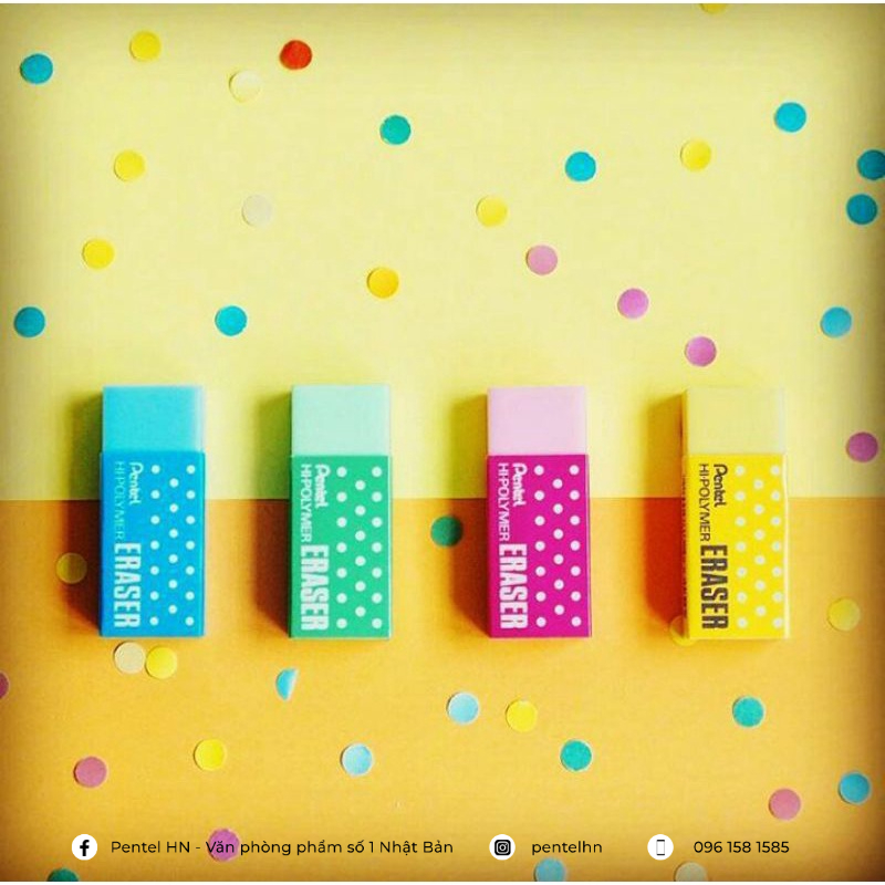 Tẩy chì nhiều màu siêu sạch cao cấp pentel hi-polymer zeh-05cme | tẩy sạch, ít bụi, ít độc hại