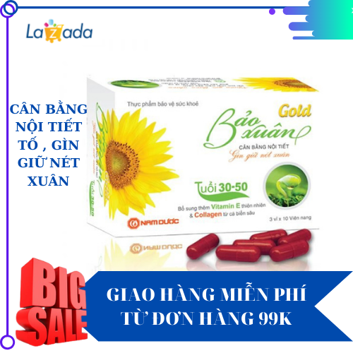 Giảm nám, tàn nhang, làm chậm quá trình lão hóa - Viên uống Bảo Xuân vàng chứa mầm đậu nành và Collagen - Hộp 30 viên