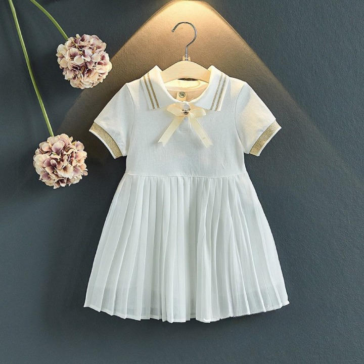 Váy bé gái, váy pô lô chân váy xếp li 2 lớp