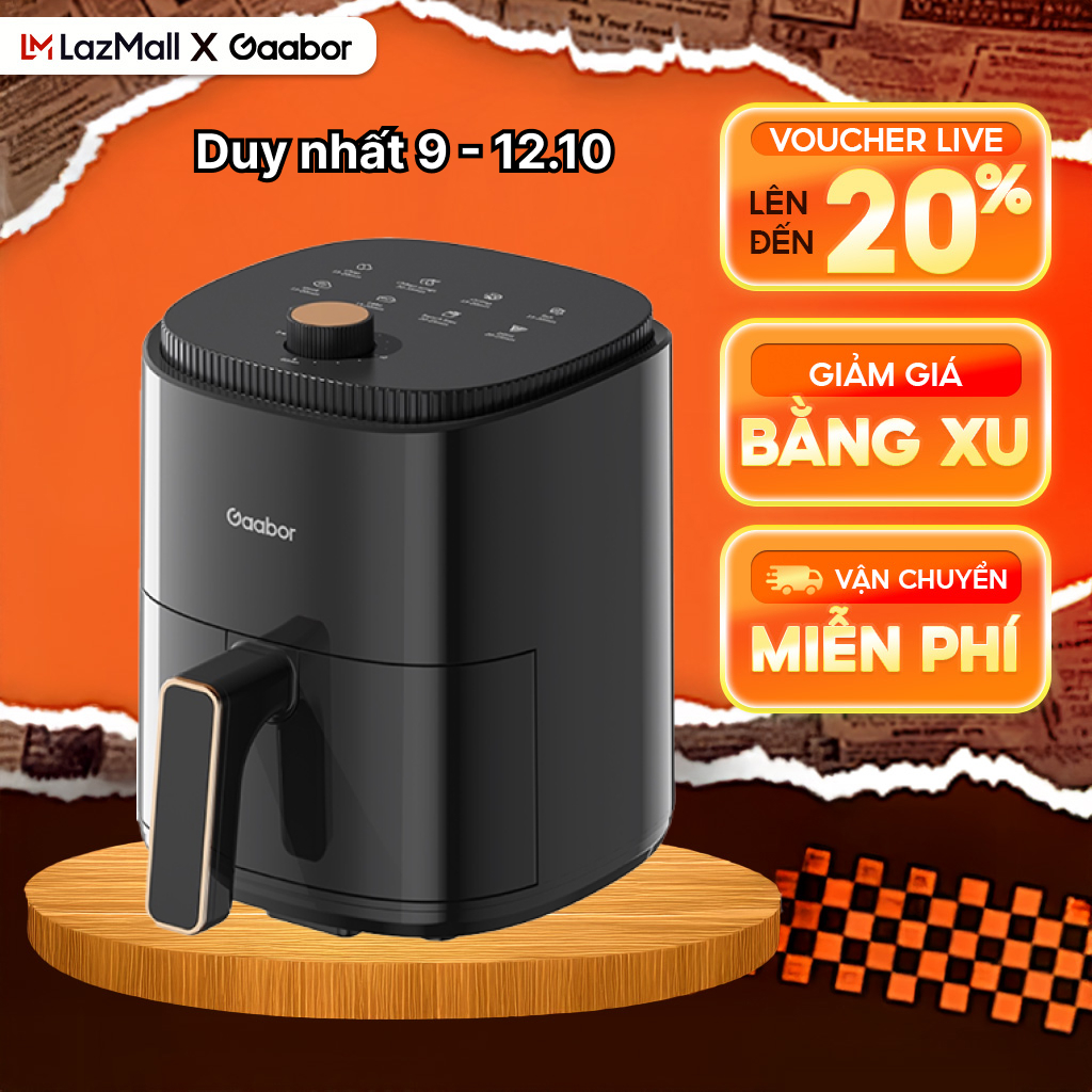 Nồi chiên không dầu dung tích 3.5 lít Gaabor AF-35M02A lòng nồi chống dính làm nóng nhanh nút cơ tiện lợi - Bảo hành 12 tháng 1 đổi 1