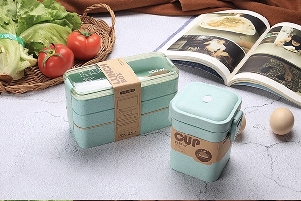 Hộp đựng cơm giữ nhiệt 3 TẦNG lúa mạch cao cấp 900ml