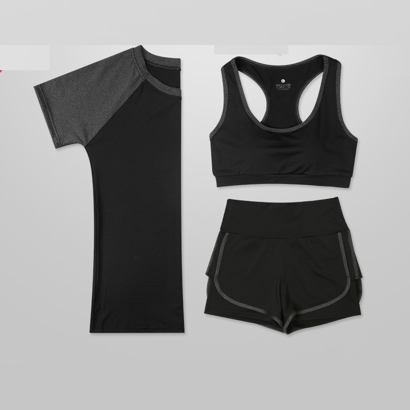 Set đồ tập Gym Yoga nữ 3 món áo thun áo bra quần 2 lớp, set quần áo thể thao nữ vải thun lạnh Basic