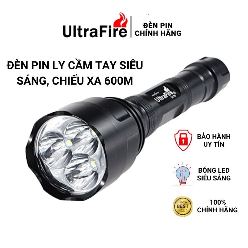 Đèn pin siêu sáng s015 chống thấm nước, sản xuất theo tiêu chuẩn mỹ độ sáng lên đến 2200lm - đèn pin ly s015 pin 4800mah siêu mạnh, chống nước - bảo hành 12 tháng