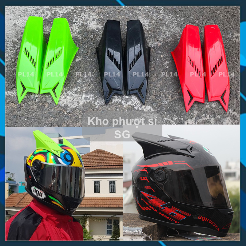Sừng rùa gắn mũ bảo hiểm Fullface - Tai rùa gắn nón bảo hiểm 3/4 kèm keo dán sừng